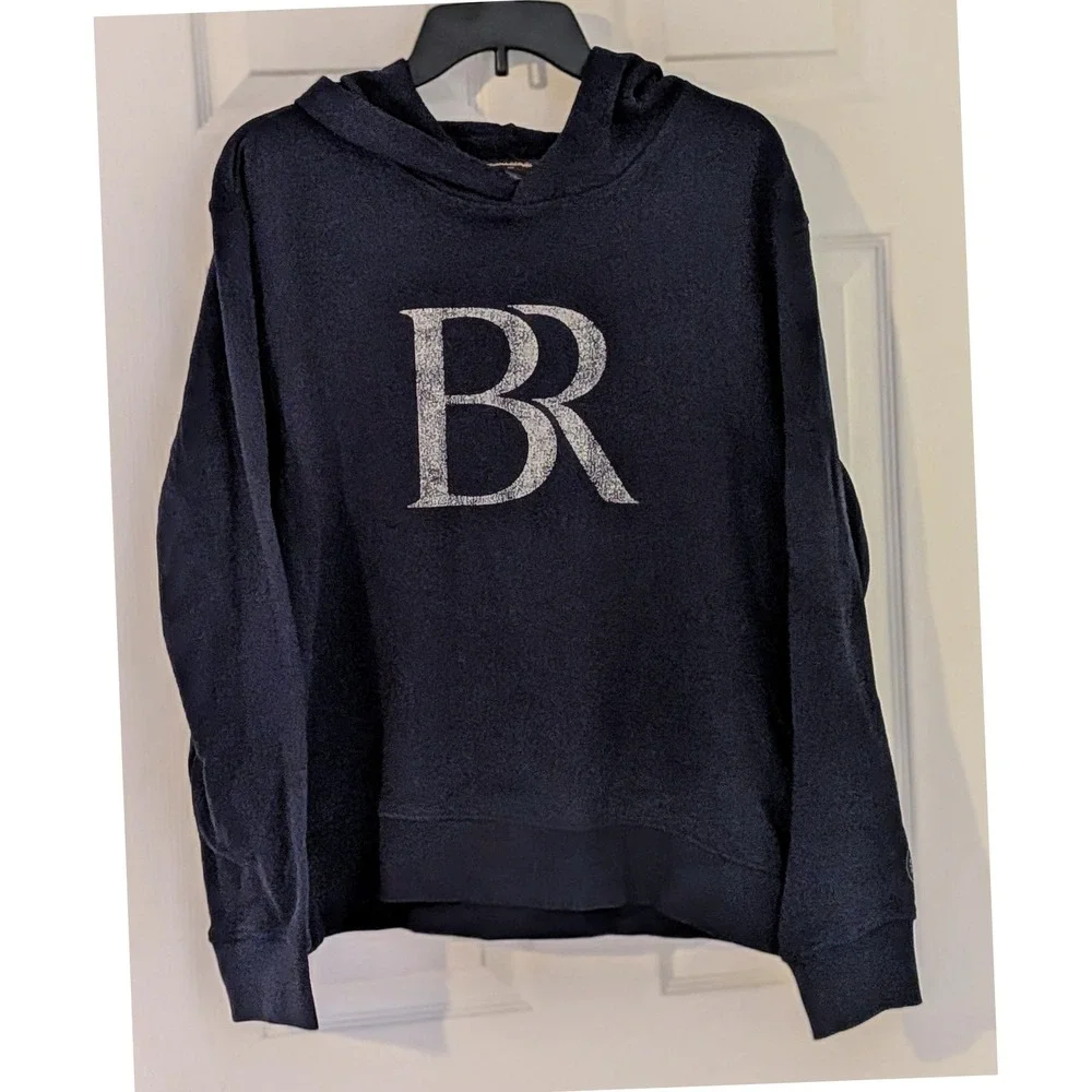 Banana Republic Mens Navy Blue BR Logo Pullover Hoodie‎ Sweatshirt Large  NWOT